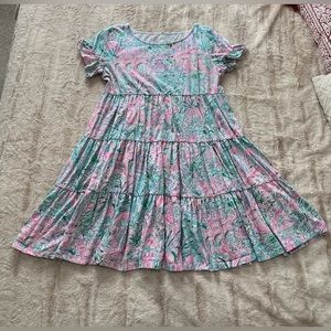 Lilly Pulitzer Jodee swing dress size Large in Bali blue spotted on worth